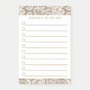 Rustic Burlap en White Lace Post-it® Notes
