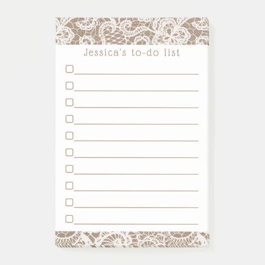 Rustic Burlap en White Lace Post-it® Notes (Voorkant)