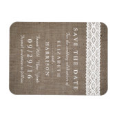 Rustic Burlap en witte ruimte sparen de datum Magneet (Horizontaal)