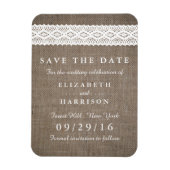 Rustic Burlap en  witte ruimte sparen de datum Magneet (Verticaal)