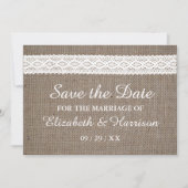 Rustic Burlap en witte ruimte sparen de datum Save The Date (Voorkant)