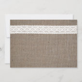 Rustic Burlap en witte ruimte sparen de datum Save The Date (Achterkant)