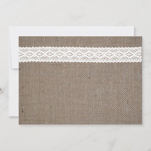 Rustic Burlap en witte ruimte sparen de datum Save The Date (Achterkant)