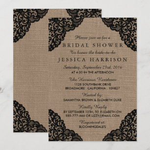 Rustic Burlap en  zwart Vrijgezellenfeest Kaart