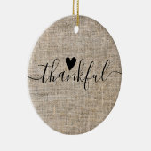 Rustic Burlap Farmhouse dankbaar Keramisch Ornament (Rechts)