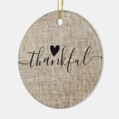 Rustic Burlap Farmhouse dankbaar Keramisch Ornament (Links)