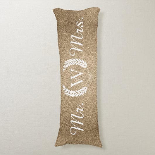 Rustic Burlap Farmhouse Laurels - Gepersonaliseerd Lichaamskussen (Voorkant Verticaal)
