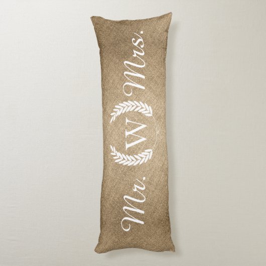 Rustic Burlap Farmhouse Laurels - Gepersonaliseerd Lichaamskussen (Achterkant (Verticaal))
