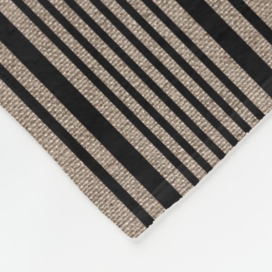 Rustic Burlap Farmhouse Ticking Stripe Monogram Fleece Deken (Hoek)