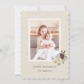 Rustic Burlap Floral kerstfeestdag fotokaart Feestdagenkaart (Voorkant)