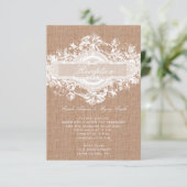 RUSTIC BURLAP FLORAL WEDDING RECEPT KAARTEN (Staand voorkant)