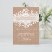 RUSTIC BURLAP FLORAL WEDDING REHEARSAL DINER KAART (Staand voorkant)