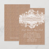 RUSTIC BURLAP FLORAL WEDDING REHEARSAL DINER KAART (Voorkant / Achterkant)