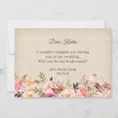 Rustic Burlap Floral zal je mijn Bridesmaid zijn Kaart (Achterkant)