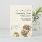 Rustic Burlap Flowers Rozen Weddenschap Kaart (Staand voorkant)