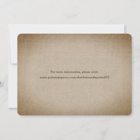 Rustic Burlap foto Wedding Save the Date (Achterkant)