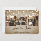 Rustic  Burlap foto Wedding Save the Date (Voorkant)