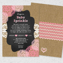 Rustic burlap girl drop-in baby sprinkle kaart