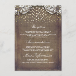Rustic Burlap Gold Confetti Lace Wedding Details Informatiekaartje