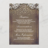 Rustic Burlap Gold Confetti Lace Wedding Details Informatiekaartje (Voorkant)