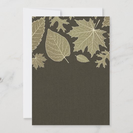 Rustic Burlap Gold Fall verlaat huwelijksuitnodigi Kaart (Achterkant)