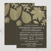 Rustic Burlap Gold Fall verlaat huwelijksuitnodigi Kaart (Voorkant / Achterkant)