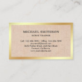 Rustic Burlap Gold Foil Paardrijden Instructeur Visitekaartje (Achterkant)