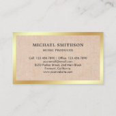 Rustic Burlap Gold Folie Gramophone Muziekproducen Visitekaartje (Achterkant)