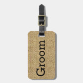 Rustic Burlap Groom Travel Bagagelabel (Voorkant verticaal)