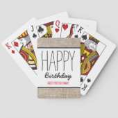 Rustic Burlap Happy Birthday - Aangepast Pokerkaarten (Achterkant)