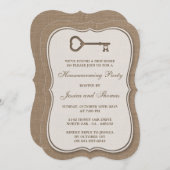 Rustic Burlap Heart Key New Home Housewarming Kaart (Voorkant / Achterkant)