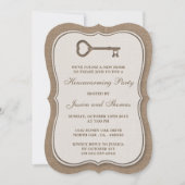 Rustic Burlap Heart Key New Home Housewarming Kaart (Voorkant)