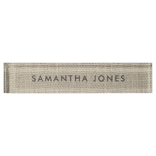 Rustic Burlap Hessian Classic Personalized Naambordje (Voorkant)