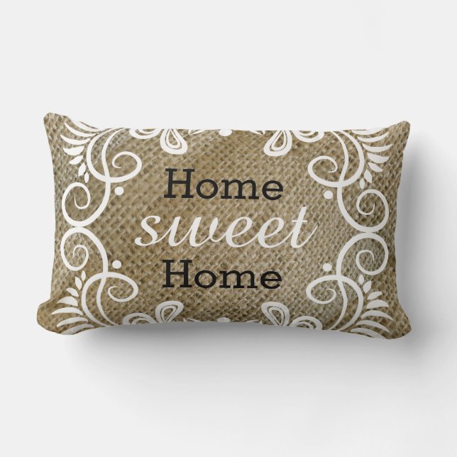 Rustic Burlap Home Sweet Home Kussen (Voorkant)