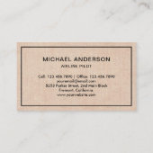 Rustic Burlap Jet Vliegtuig Vliegtuigpiloot Visitekaartje (Achterkant)