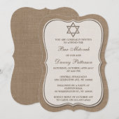 Rustic Burlap joodse ster van David Bar Mitzvah Kaart (Voorkant / Achterkant)