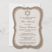 Rustic Burlap joodse ster van David Bar Mitzvah Kaart (Voorkant)