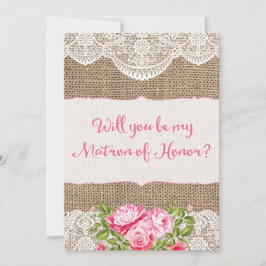 Rustic burlap kant wilt u mijn getuige zijn kaart (Voorkant)