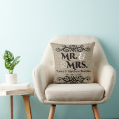 Rustic Burlap Kijk Mr en Mrs Wedding Kussen (Stoel)