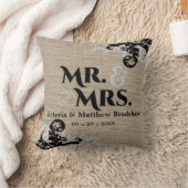 Rustic Burlap Kijk Mr en Mrs Wedding Kussen (Deken)