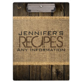 Rustic Burlap Kitchen Koken  hout Klembord (Voorkant)