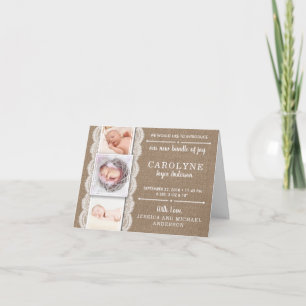 Rustic Burlap & Lace 3 Aankondiging van de geboo