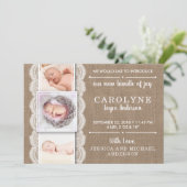 Rustic Burlap & Lace | 3 Aankondiging van de geboo (Staand voorkant)