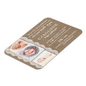 Rustic Burlap & Lace | 3 Aankondiging van de geboo Magneet (Linkerzijde)