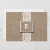 Rustic Burlap & Lace 3 Custom Photo Wedding Shower Kaart (Achterkant)
