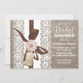 Rustic Burlap & Lace Bridal Shower Invitation Kaart (Voorkant)