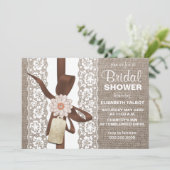 Rustic Burlap & Lace Bridal Shower Invitation Kaart (Staand voorkant)