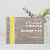 Rustic Burlap & Lace Bridal Shower Invitation Kaart (Staand voorkant)