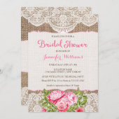 Rustic Burlap Lace Bridal Shower Rozen Kaart (Voorkant / Achterkant)