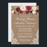 Rustic Burlap Lace Burgundy Floral Vrijgezellenfee Kaart<br><div class="desc">Rustic Burlap Lace Burgundy Waterverf Floral Bridal Shower Invitation Kaart</div>